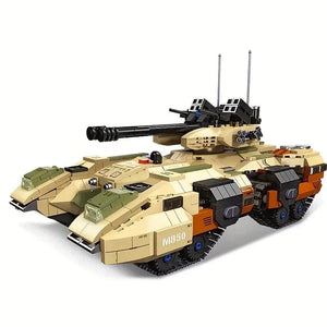 1270±pcs M850 Tank Toys Building Blocks, Rubber Tire Treads Tanks Building Blocks Model For Adults, Gift