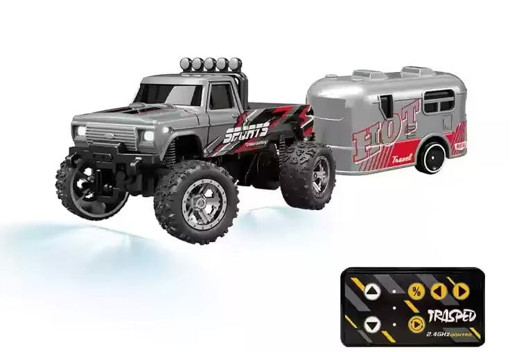 Premium 1:64 Mini RC Truck with Trailer and Advanced Features