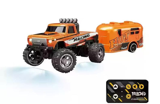 Premium 1:64 Mini RC Truck with Trailer and Advanced Features