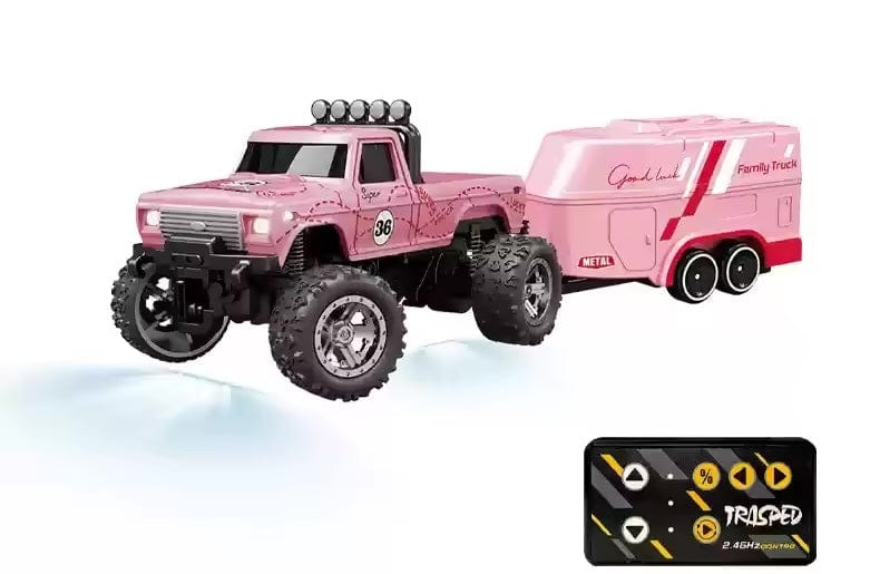 Premium 1:64 Mini RC Truck with Trailer and Advanced Features