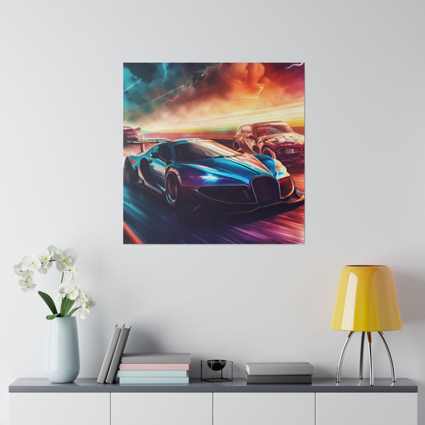 Car Paintings Matte Canvas Stretched 0.75 Back Hanging Included Radial Pine