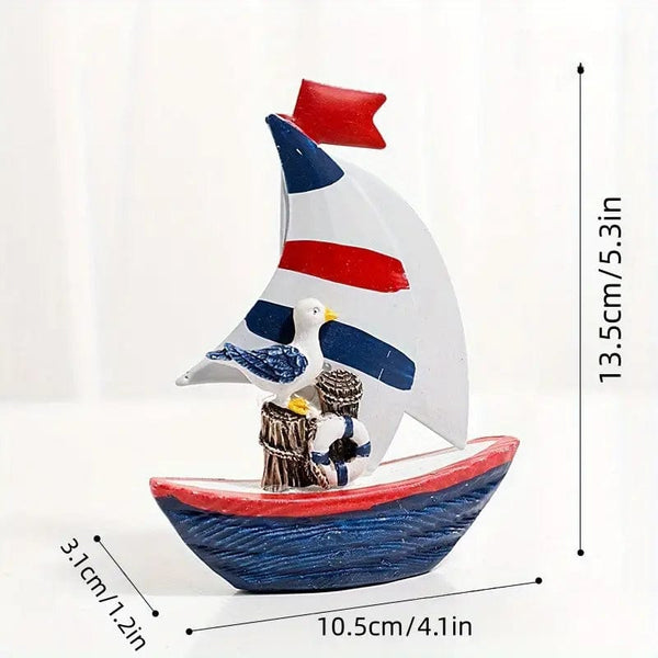 1pc Mediterranean Style Iron Sheet Boat Creative Home Decoration Ornaments Colorful Boat Mini Sailboat Gift