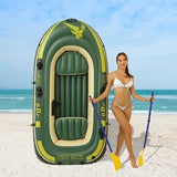 1pc Thickened Rubber Boat With Hard Bottom, Inflatable 3-person Kayak Boat With Inflatable Pump