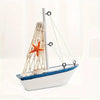 1pc Wooden Canvas Small Boat Model Ornament Photo Props Cake Decoration Sailboat