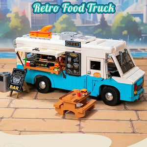 2300pcs Retro Food Truck Vehicle Model Building Blocks, Brick Toys, Christmas Halloween Thanksgiving Day Gift Carnival