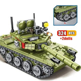 324pcs Military Tank Main Battle Series Weapon Building Blocks, Army City Enlighten Bricks Toys For Children Boy