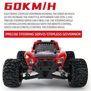 60KM/H 1/16 High-speed Car With Ultra Strong Magnetic Motor,4WD Power,All Terrain Monster Truck Racing Car For Christmas Gift