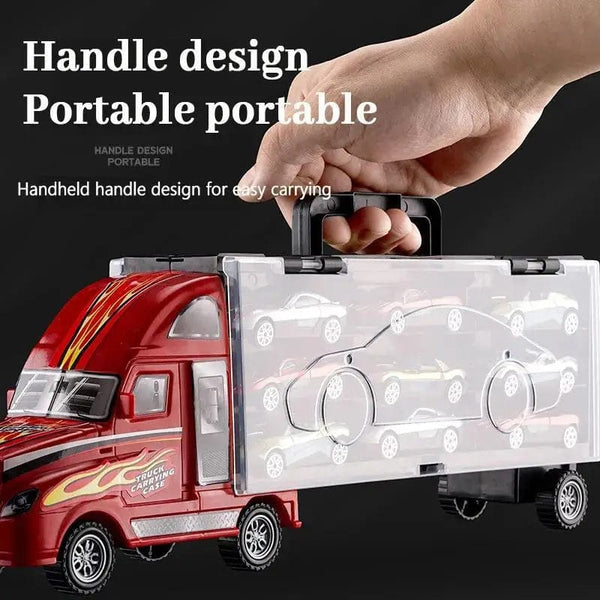 6pcs Big Transport Car Container Carrier Big Truck Vehicles Toys With Mini Diecast Cars Model Toys For Christmas Birthday Gifts