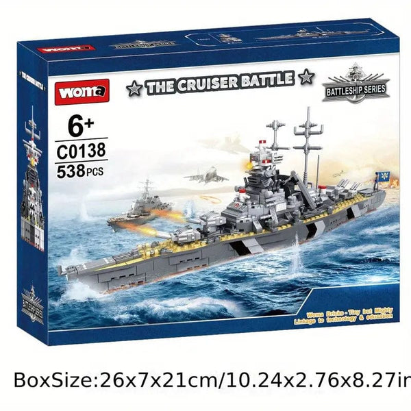 Building Blocks Compatible With Building Block Aircraft Carrier Bismarck Battle Line Warship Assembly Boys Toys Children's Birthday Gift