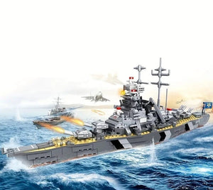 Building Blocks Set Aircraft Carrier Bismarck Battle Line Ship Assembly Boys Toys