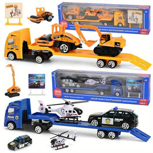Chinese New Year Valentine's Day Gift 1/64 Mini Freewheeling Trailer Toy Alloy Engineering Truck 4-piece Gift Set