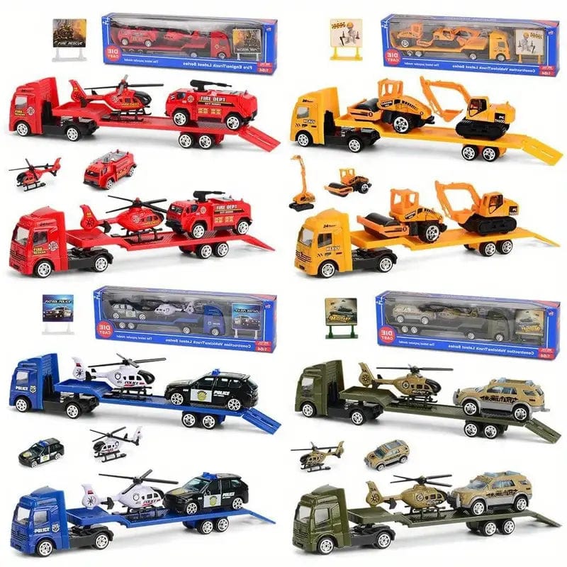 Chinese New Year Valentine's Day Gift 1/64 Mini Freewheeling Trailer Toy Alloy Engineering Truck 4-piece Gift Set