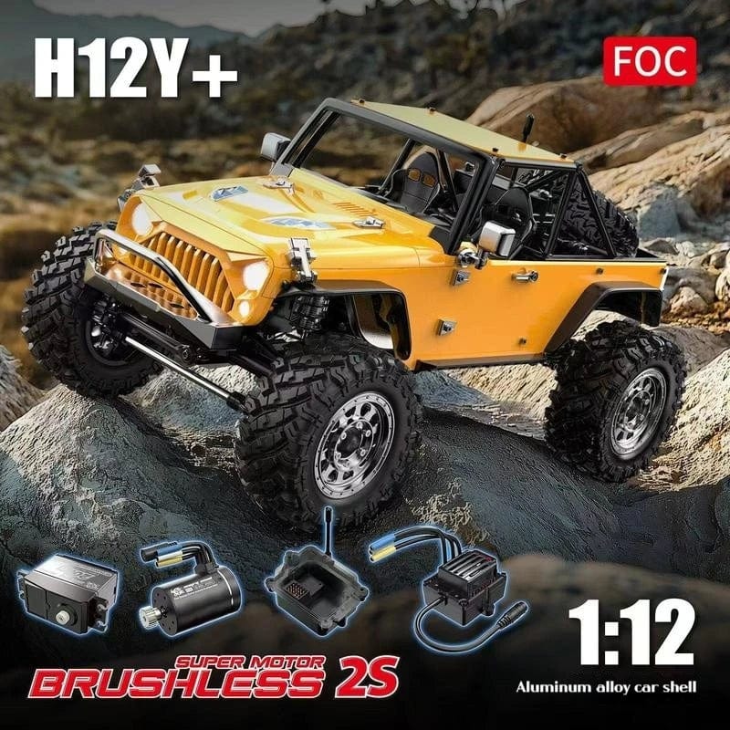 H12y 1:12 Scale Brushless RC Crawler – High-Torque Off-Road Vehicle with 4WD, Aluminum Body, and 45-Minute Runtime