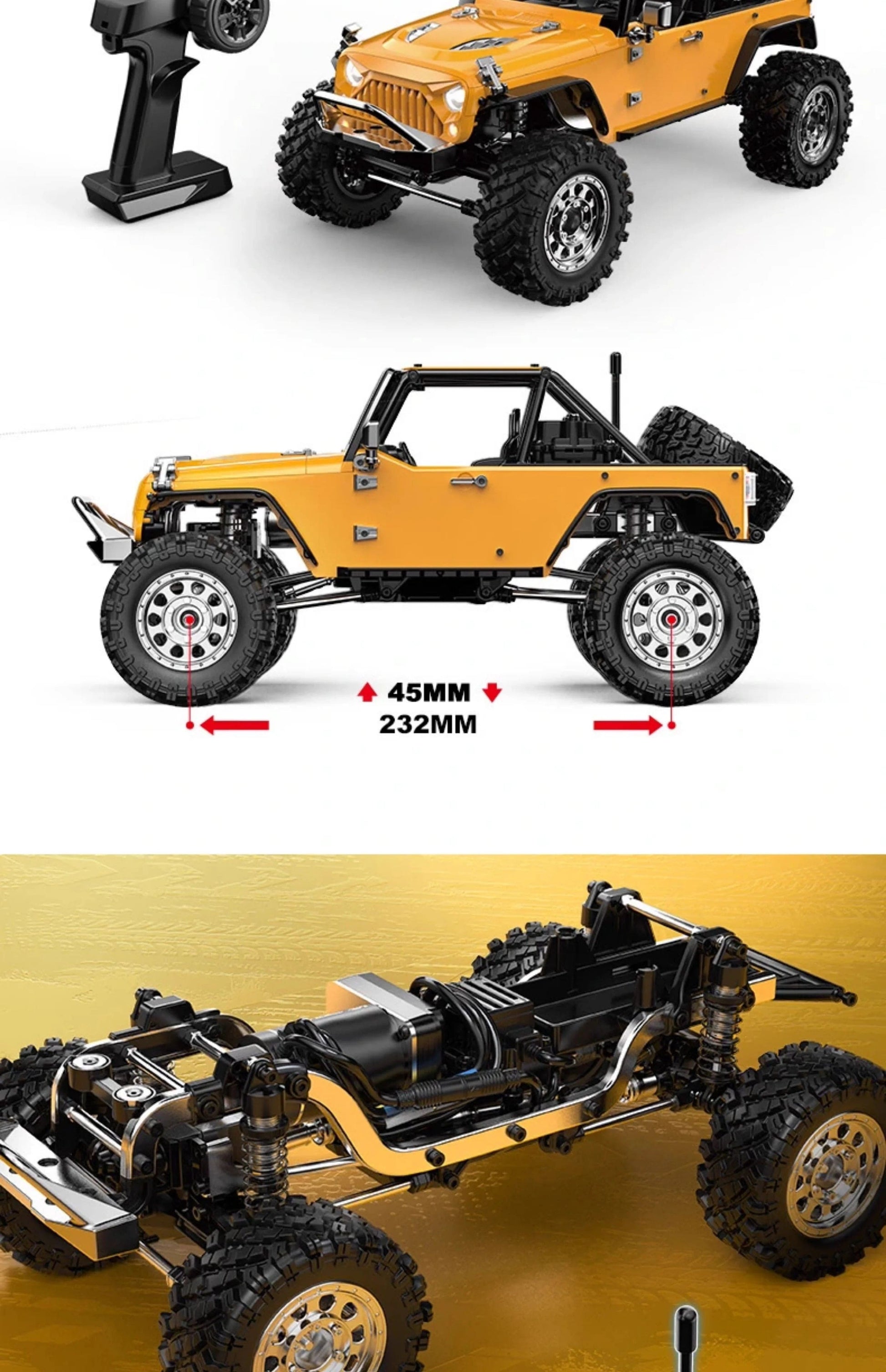 H12y 1:12 Scale Brushless RC Crawler – High-Torque Off-Road Vehicle with 4WD, Aluminum Body, and 45-Minute Runtime