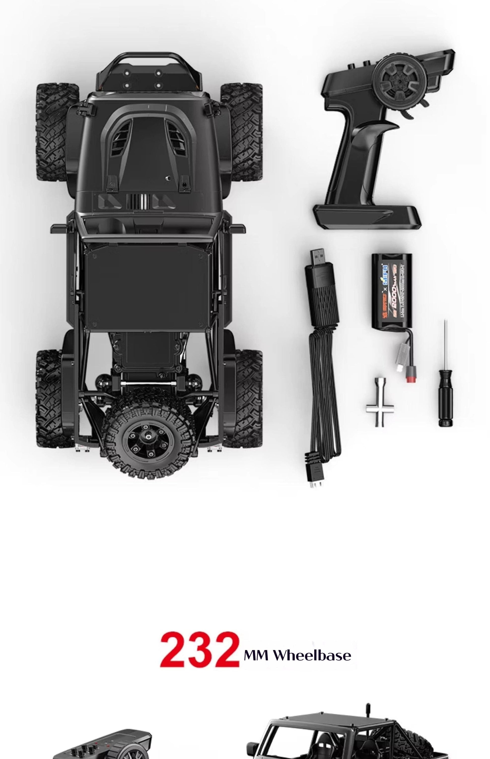 H12y 1:12 Scale Brushless RC Crawler – High-Torque Off-Road Vehicle with 4WD, Aluminum Body, and 45-Minute Runtime