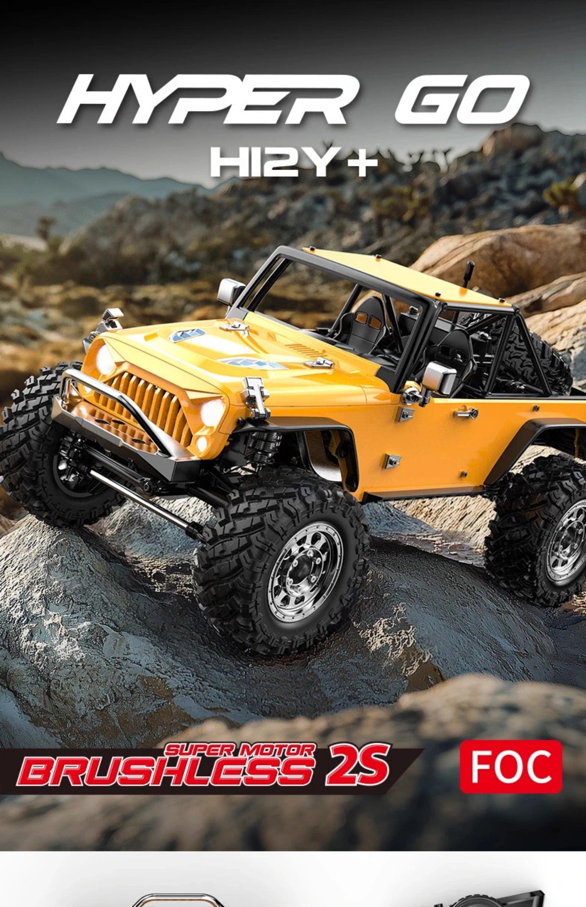 H12y 1:12 Scale Brushless RC Crawler – High-Torque Off-Road Vehicle with 4WD, Aluminum Body, and 45-Minute Runtime