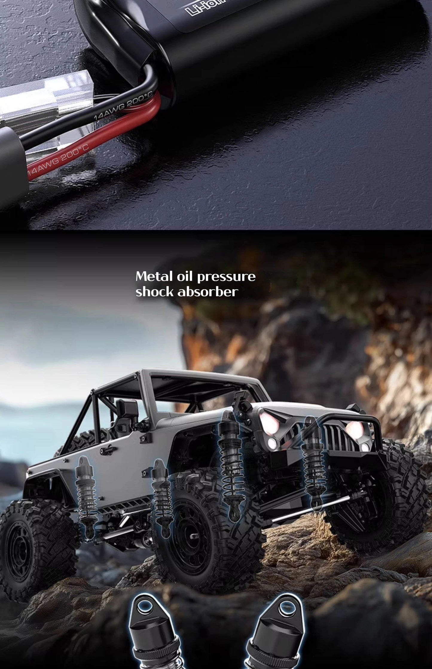 H12y 1:12 Scale Brushless RC Crawler – High-Torque Off-Road Vehicle with 4WD, Aluminum Body, and 45-Minute Runtime