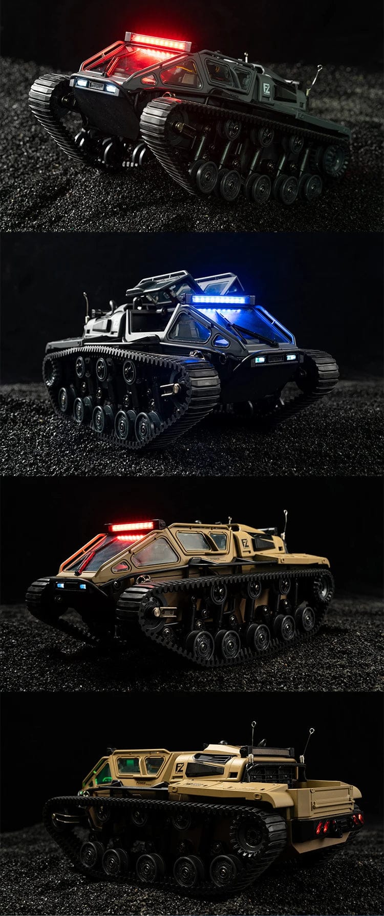 LED Light Full Scale Tracked Tank, Off-Road Vehicle