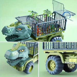 Dinosaur Truck Toys , Tyrannosaurus Transport Car Carrier Truck Dino Figures, Capture Jurassic Play Set For Boys