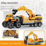 New Alloy Engineering Vehicle Toy Children's Large Bucket Truck Inertia Excavator Toy Car Alloy Oil Tanker Truck Trailer Head Trailer Mixer