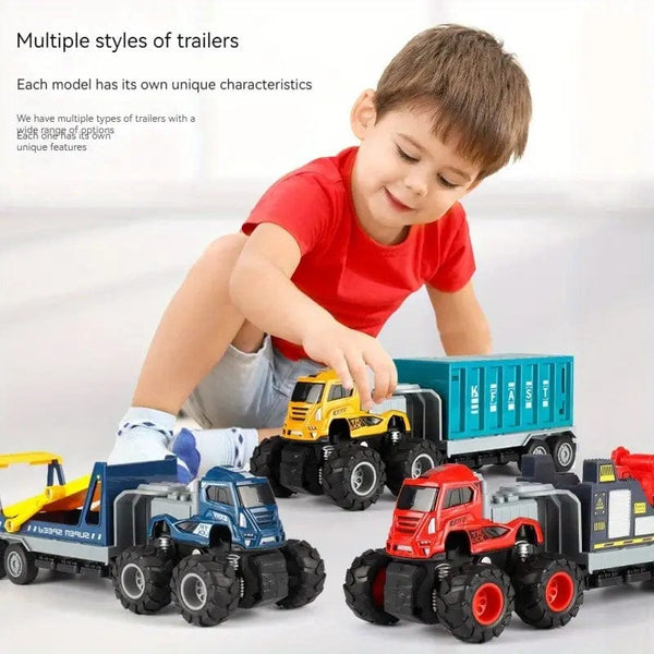 New Alloy Engineering Vehicle Toy Children's Large Bucket Truck Inertia Excavator Toy Car Alloy Oil Tanker Truck Trailer Head Trailer Mixer