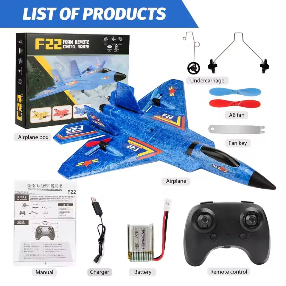 F22 Raptor RC Plane 2.4G 2CH Remote Control Flying Glider With LED Lights EPP Foam Airplane