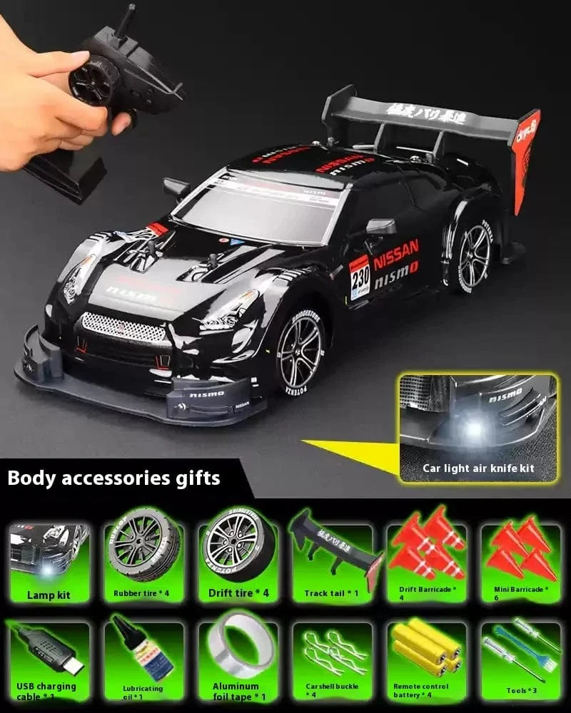 1/16 Scale 4WD RC Drift Car – High-Speed Racing with Stepless Control, Replaceable Tires & DIY Garage Set