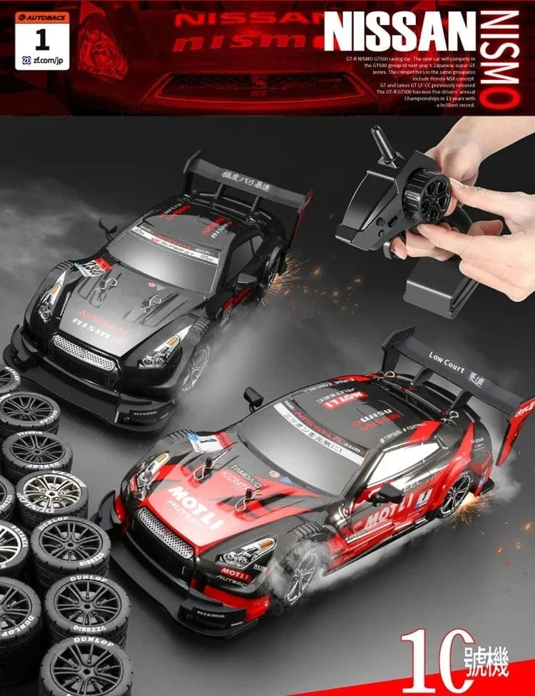 1/16 Scale 4WD RC Drift Car – High-Speed Racing with Stepless Control, Replaceable Tires & DIY Garage Set