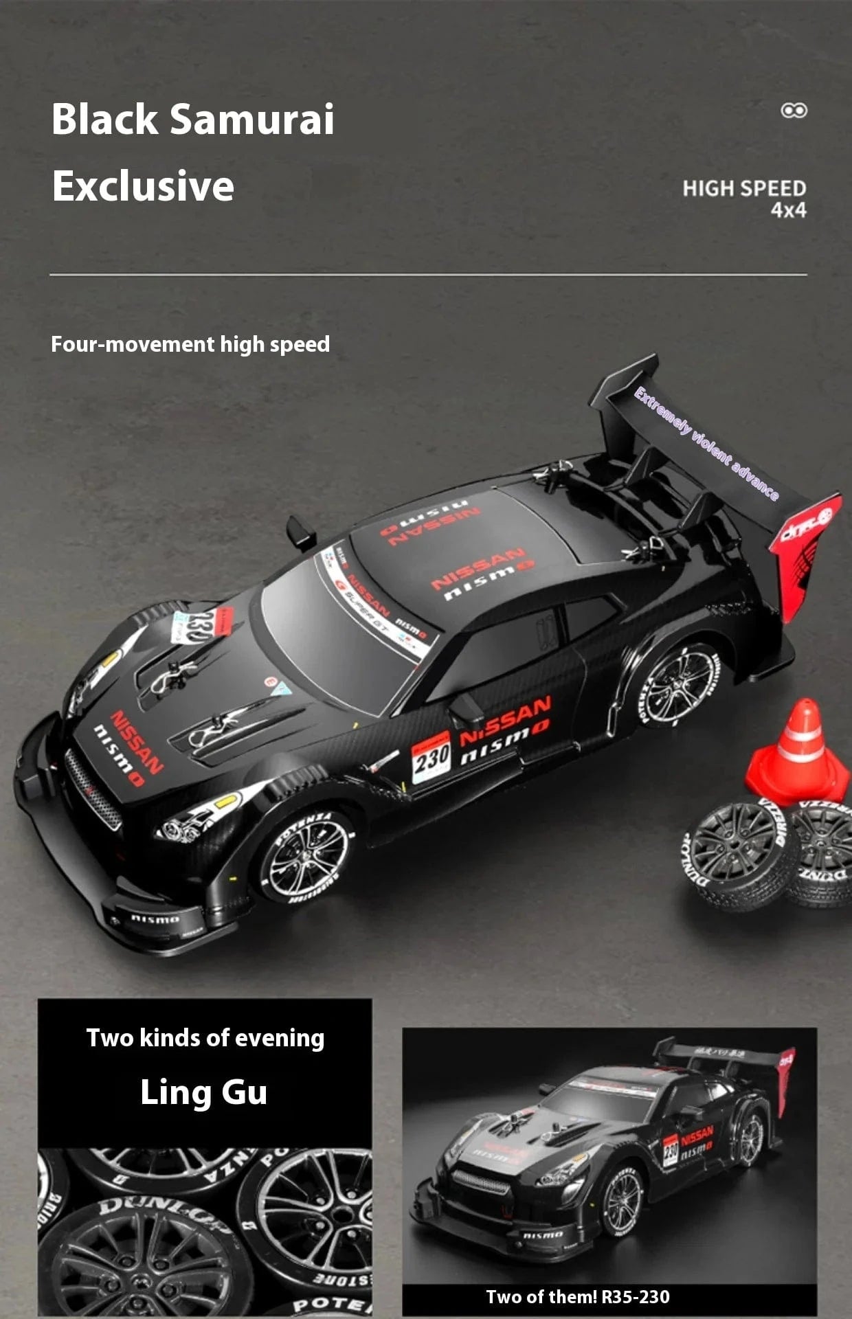 1/16 Scale 4WD RC Drift Car – High-Speed Racing with Stepless Control, Replaceable Tires & DIY Garage Set