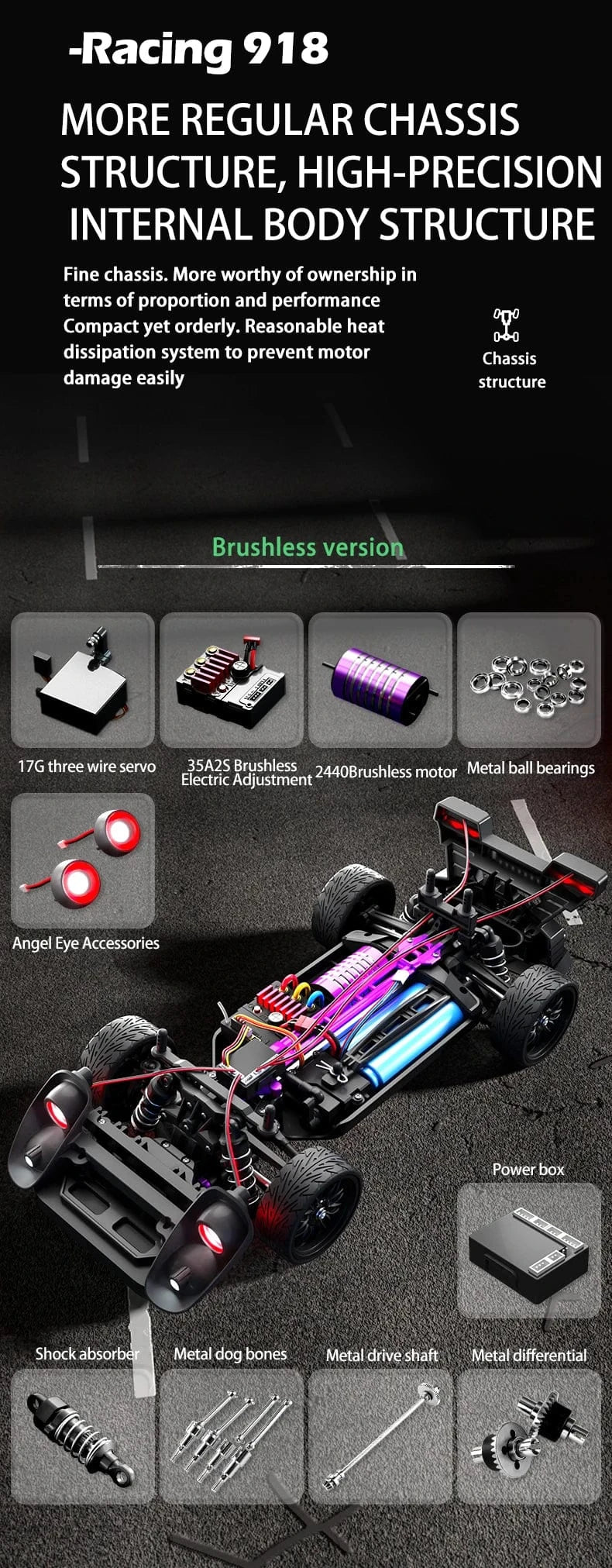 SG918 MAX 1/16 Scale Brushless RC Car – 70KM/H 4WD High-Speed Racer with Drift & Racing Tires