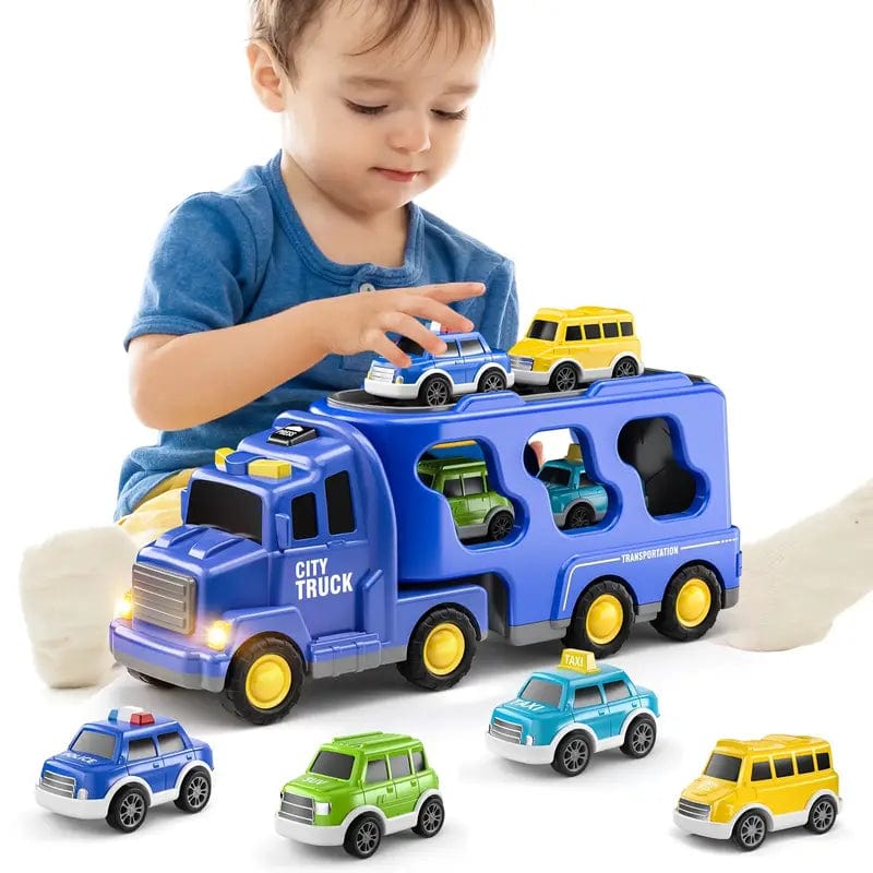 TEMI Toddler Truck Toys 7 In 1 Carrier Truck Transport Cars For Toddlers 1-3, Friction Power Vehicles For Kids 3-5, Christmas For Boys Girls Age 3-9 Christmas ,Halloween ,Thanksgiving gifts