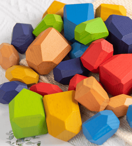 Wooden Sorting Stacking Rocks Montessori Toys Building Blocks