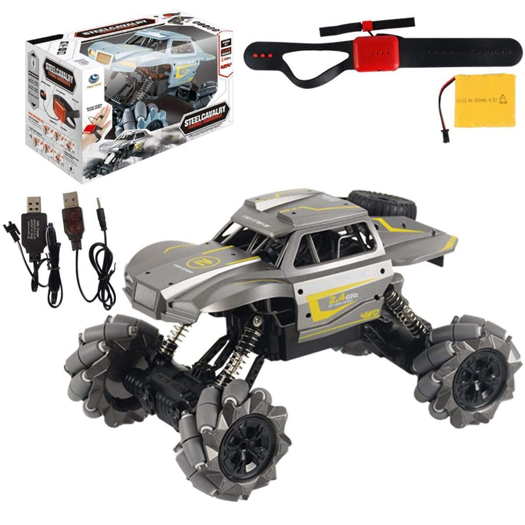 1/16 2.4G 4WD RC Stunt Car Watch Control Gesture Induction Electric RC Car Toys for Kids - Grey Blue